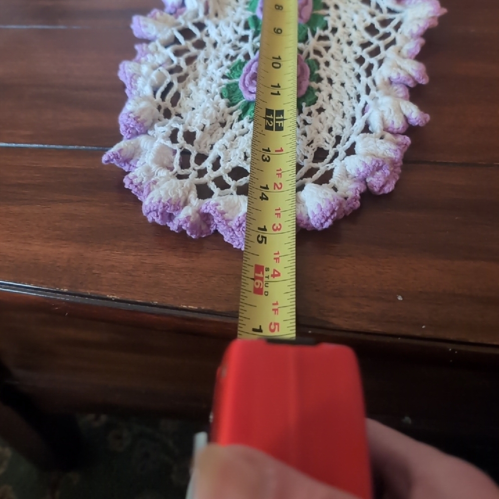 Handmade Vintage Crochet Doilies with Purple Flowers #13 - Picture 7 of 10